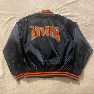 Auburn Tigers Vintage 90s Chalk Line Satin Bomber Varsity Jacket.